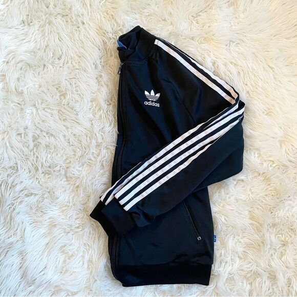 Adidas Track Jacket Size 3 Stripe Trefoil Logo Back - Picture 2 of 4